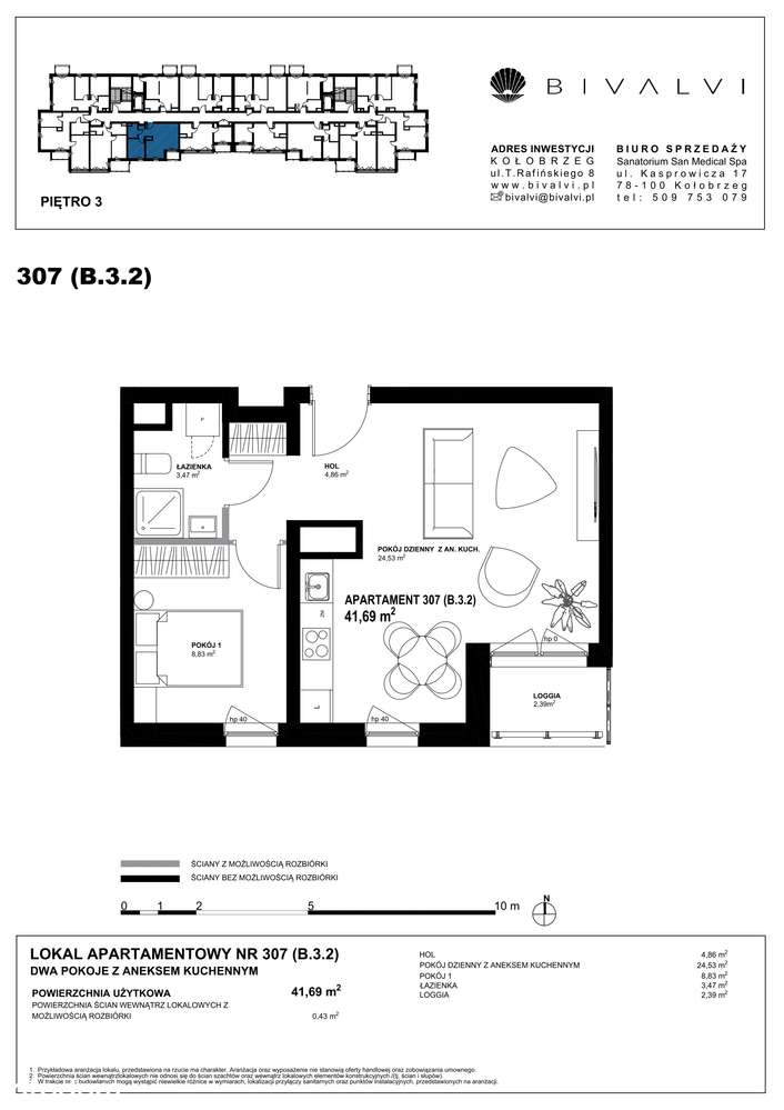 Bivalvi | apartament 2-pok. | 41,69 m² | 307 - Pełny obrazek: 3/10