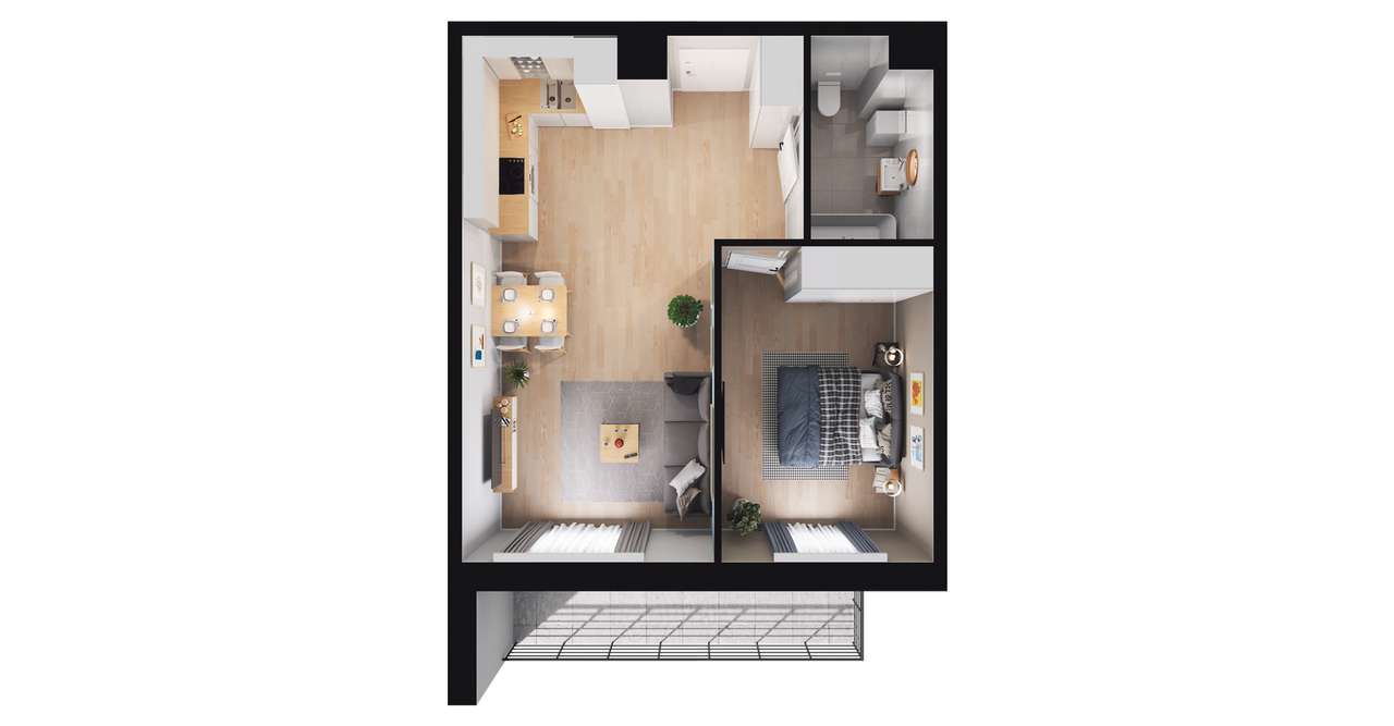 2-pokojowe mieszkanie 42m2 + balkon Bez Prowizji - Pełny obrazek: 3/9