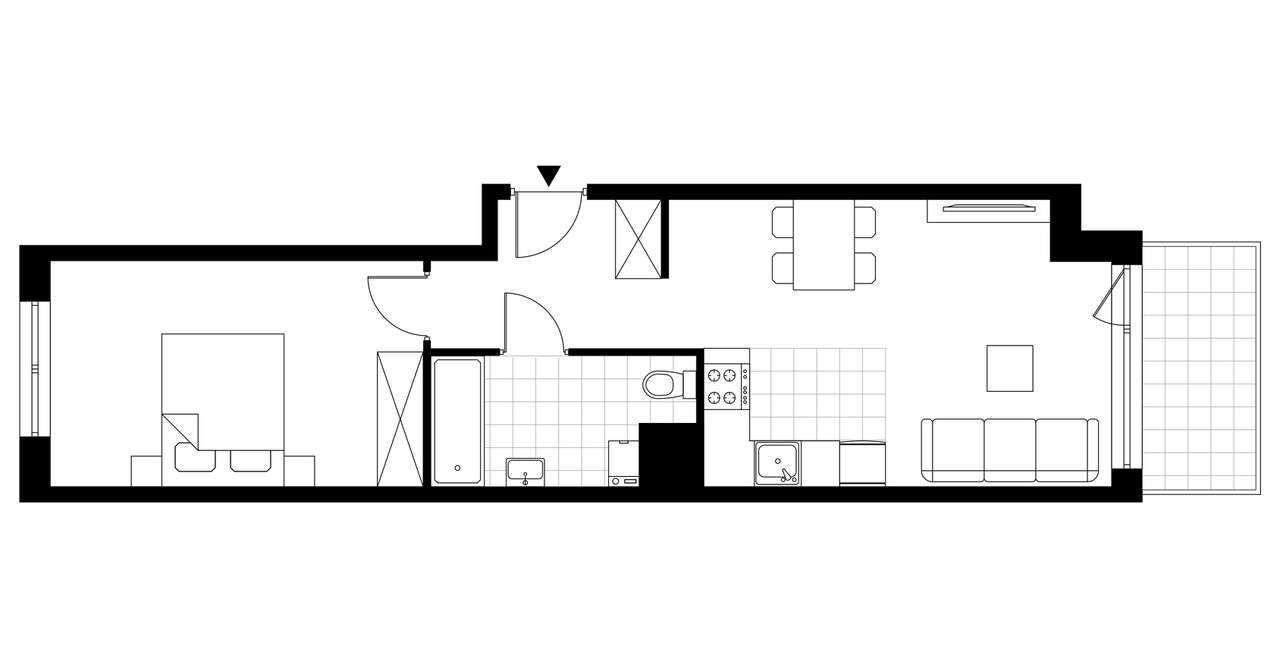 2-pokojowe mieszkanie 45m2 + balkon Bezpośrednio - Pełny obrazek: 2/7