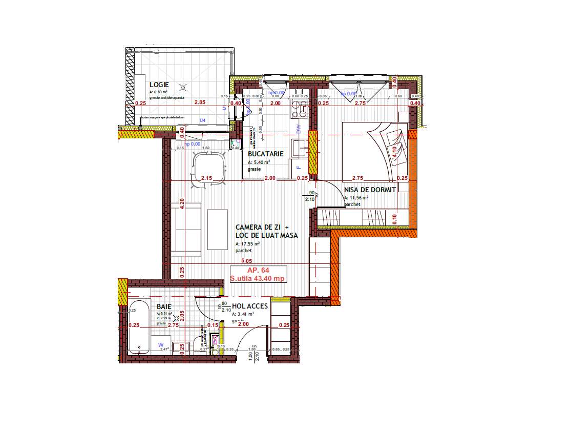 Comision 0% Apartament 2 camere, 43.4 mp + balcon 6.83 mp - Imagine principală: 2/2