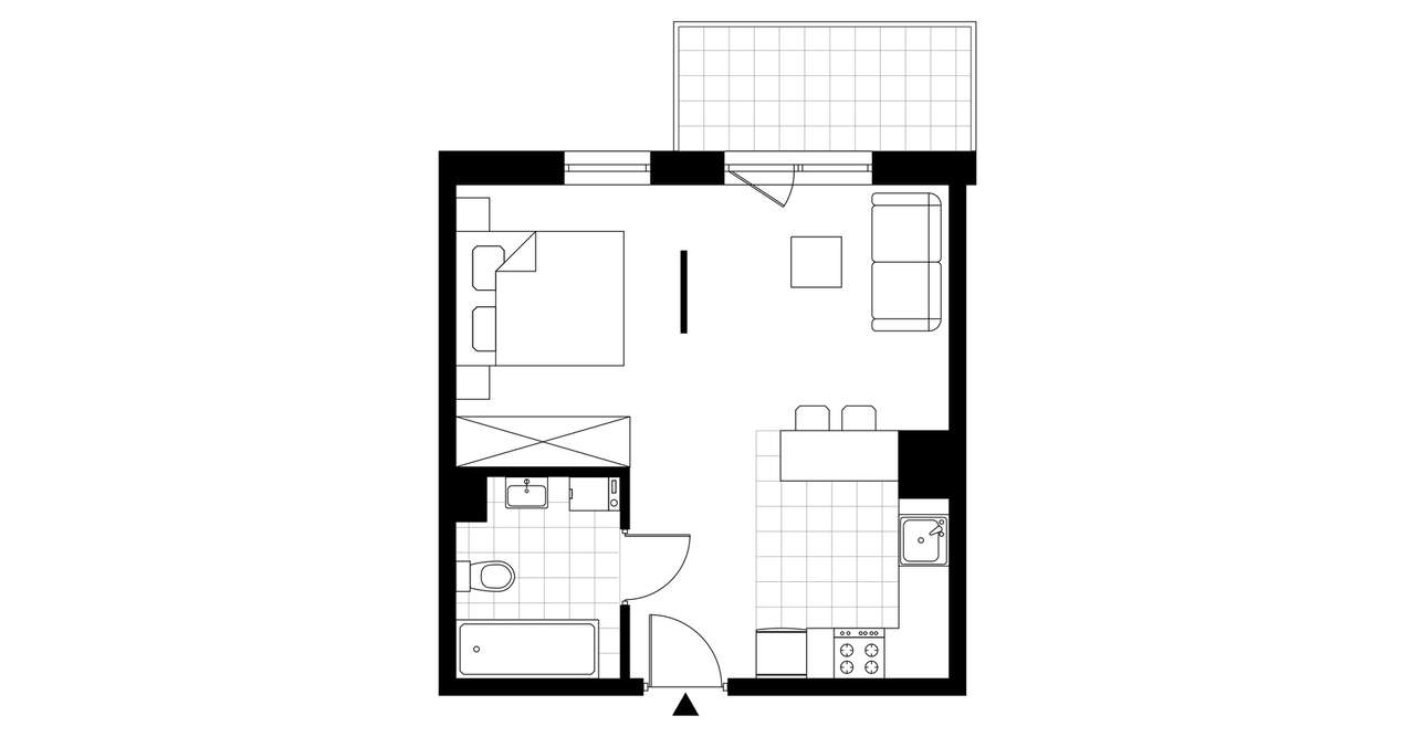 1-pokojowe mieszkanie 33m2 + balkon Bezpośrednio - Pełny obrazek: 3/8