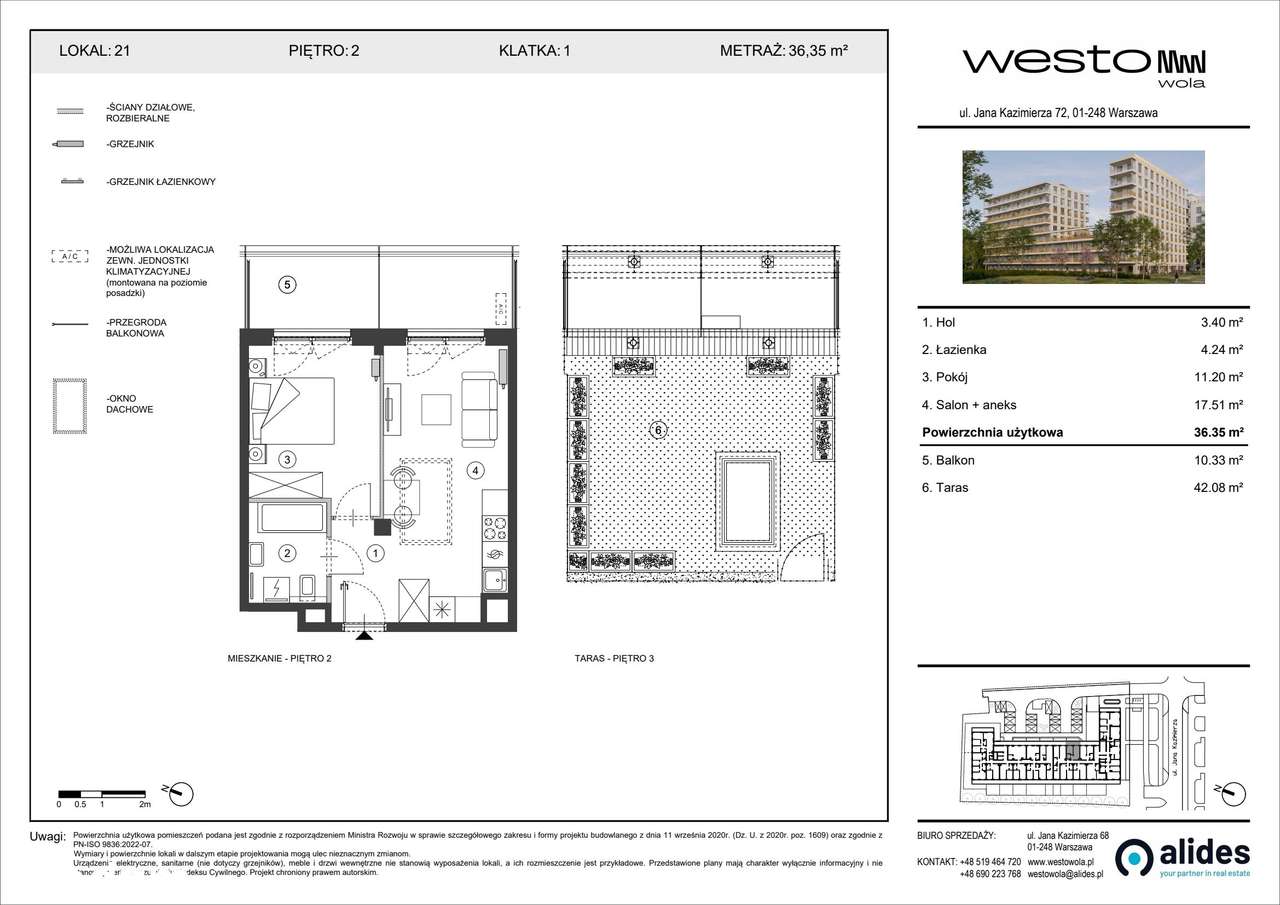 2-pokojowe mieszkanie 36 m² + taras Bezpośrednio – pohled 2