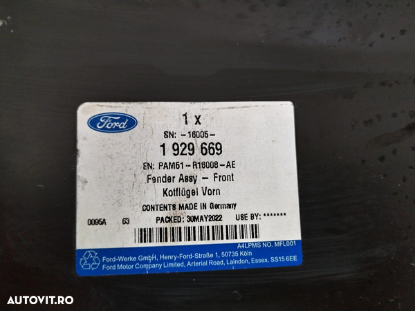 Aripa dreapta fata Ford C-Max,  2010, 2011, 2012, 2013, 2014, 2015, 2016, 2017, 2018, 2019 - 2