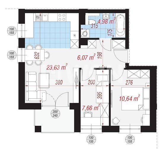 Mieszkanie, 52,98 m², Polkowice