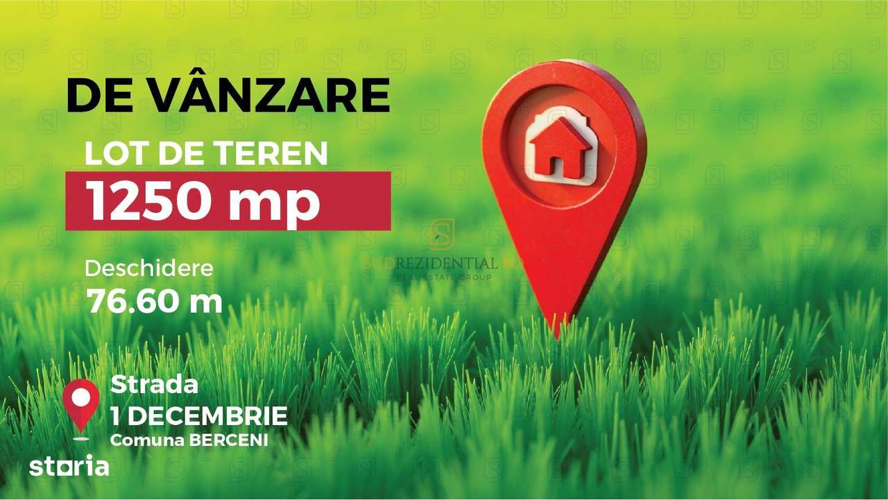 Lot de teren 1250 mp, Strada 1 Decembrie, com. Berceni. - Imagine principală: 2/9