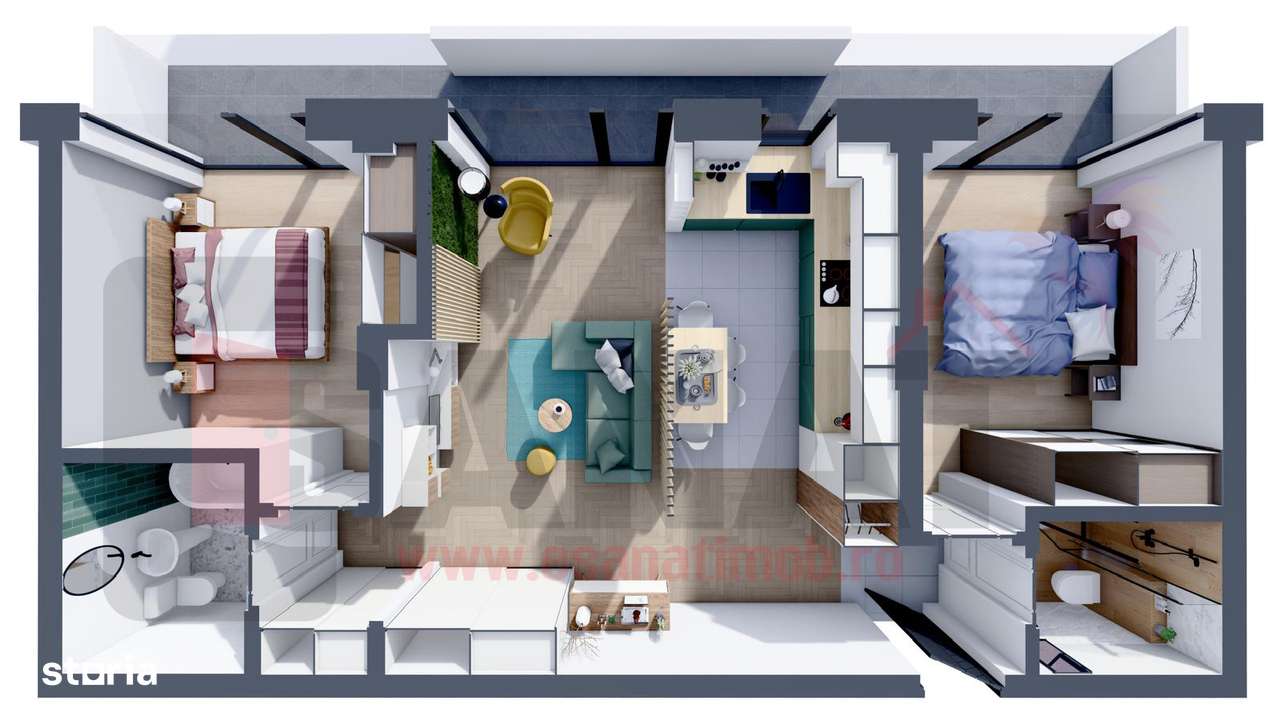RO/EN Ap. NOU cu 3cam., 86.56 mp, parcare, balcon, 2 bai | DEZVOLTATOR - Imagine principală: 2/15