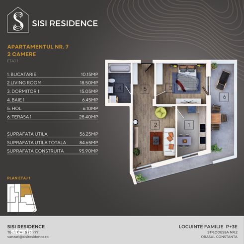 Apartament spațios cu 2 camere, terasă generoasă , Direct Dezvoltator-1