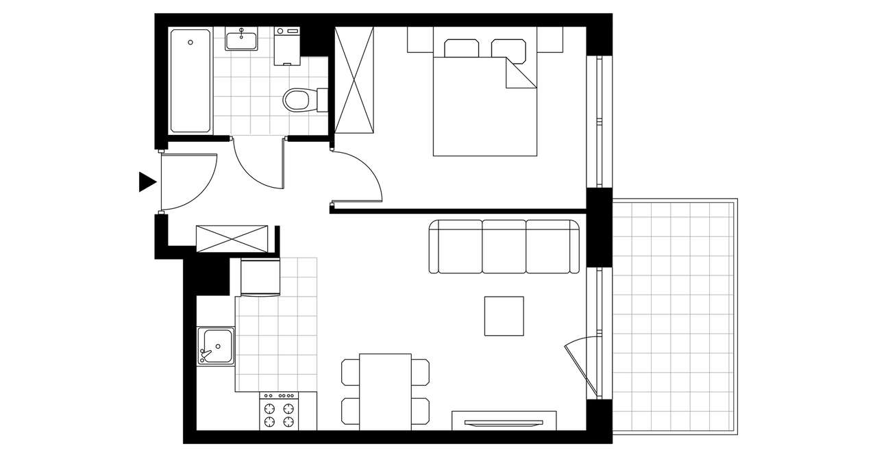 2-pokojowe mieszkanie 38m2 + balkon - Pełny obrazek: 4/9