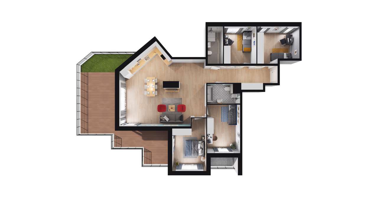 5-pokojowe mieszkanie 114m2 + taras Bezpośrednio - Pełny obrazek: 3/9