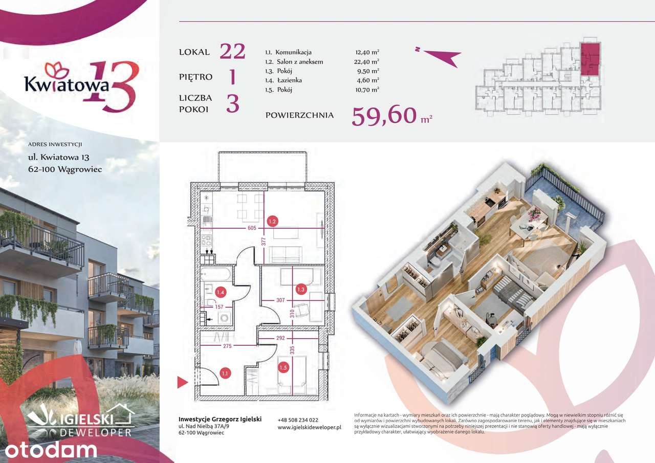 Kwiatowa 13 | mieszkanie 3-pok. | 22 - Pełny obrazek: 2/7