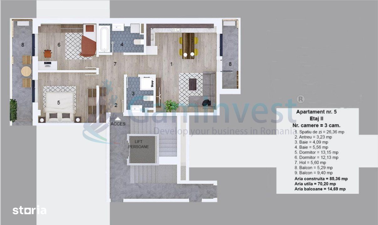 Apartament cu 3 camere de vanzare, bloc nou, central, Oradea P1159