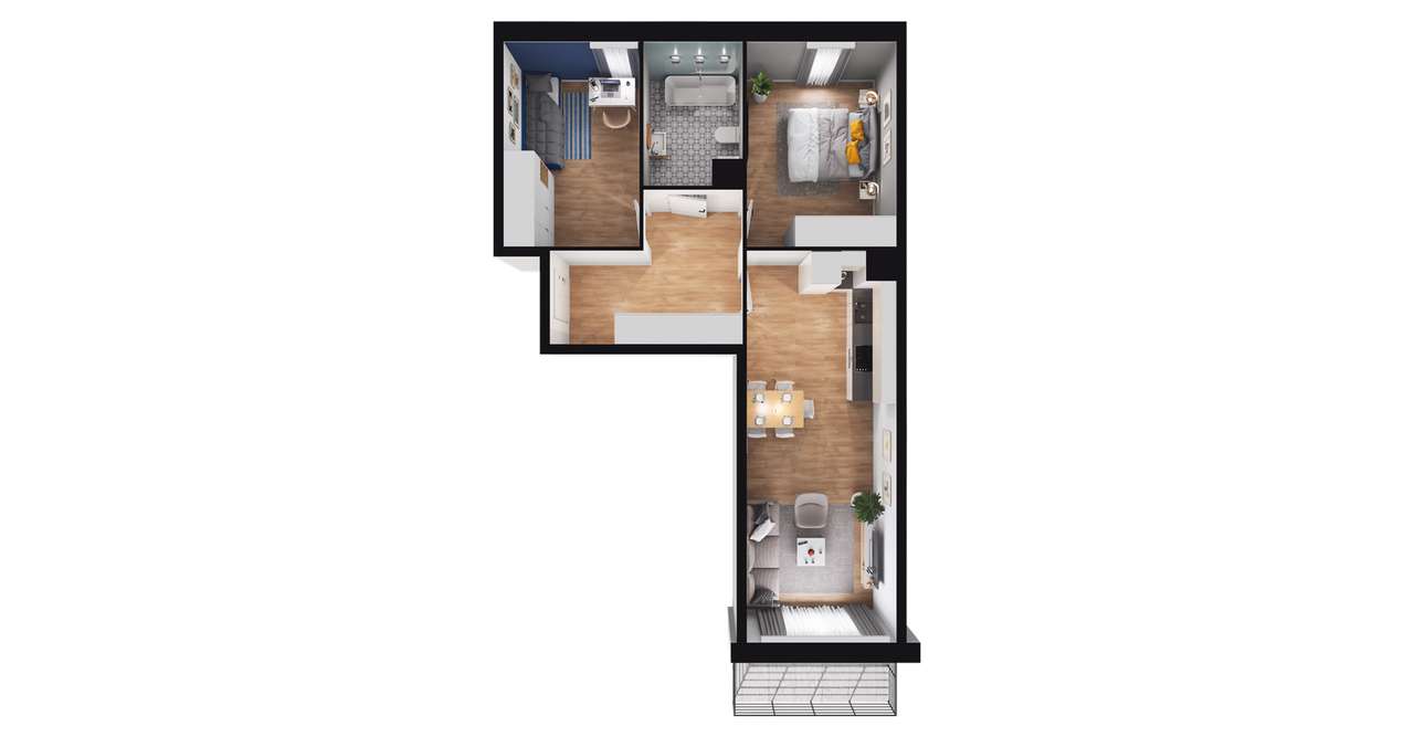 3-pokojowe mieszkanie 58m2 Bezpośrednio - Pełny obrazek: 3/7