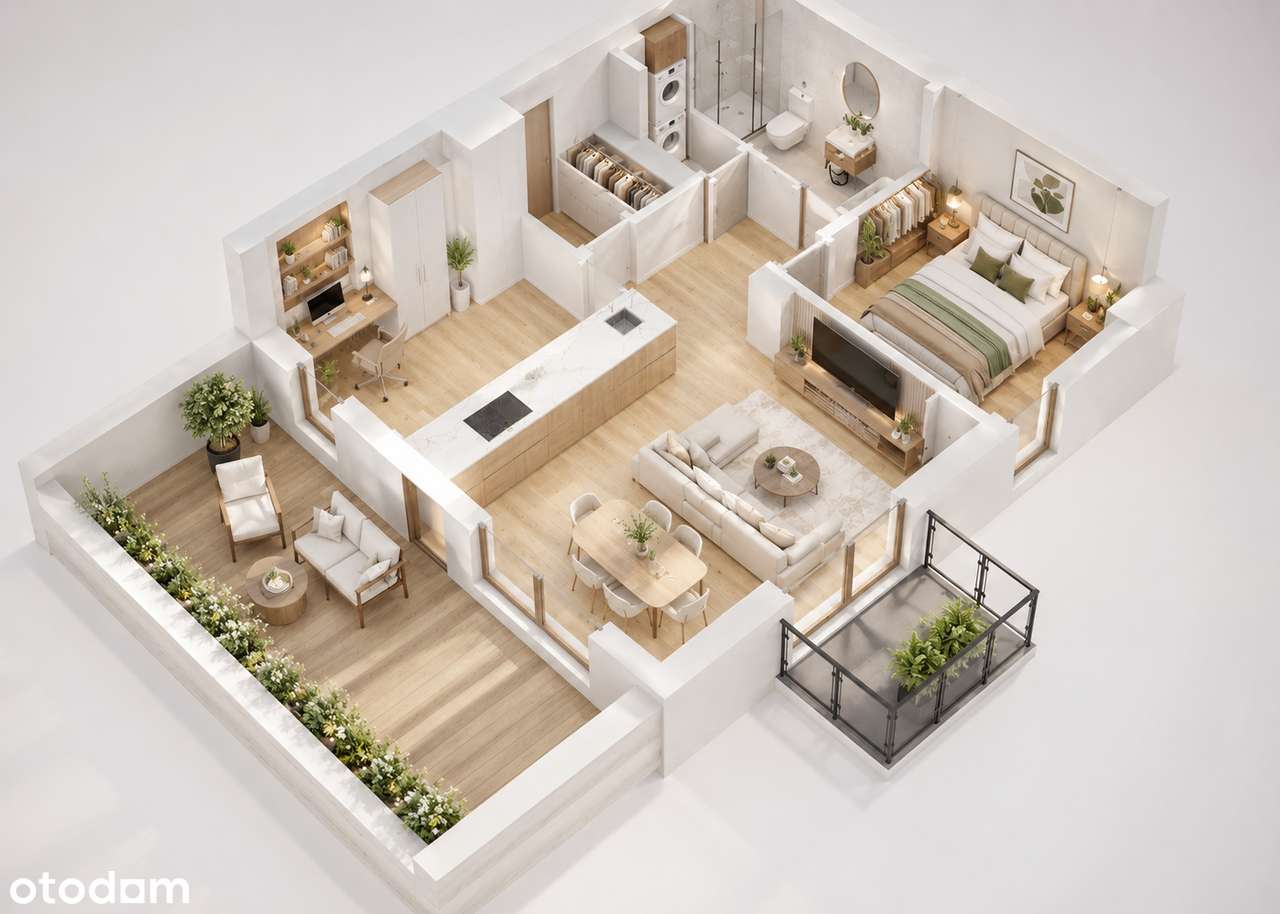 NOWE Przestronne 3 pokoje + PRALNIA / TARAS i Balkon / SŁONECZNE (lokal 1B/5)