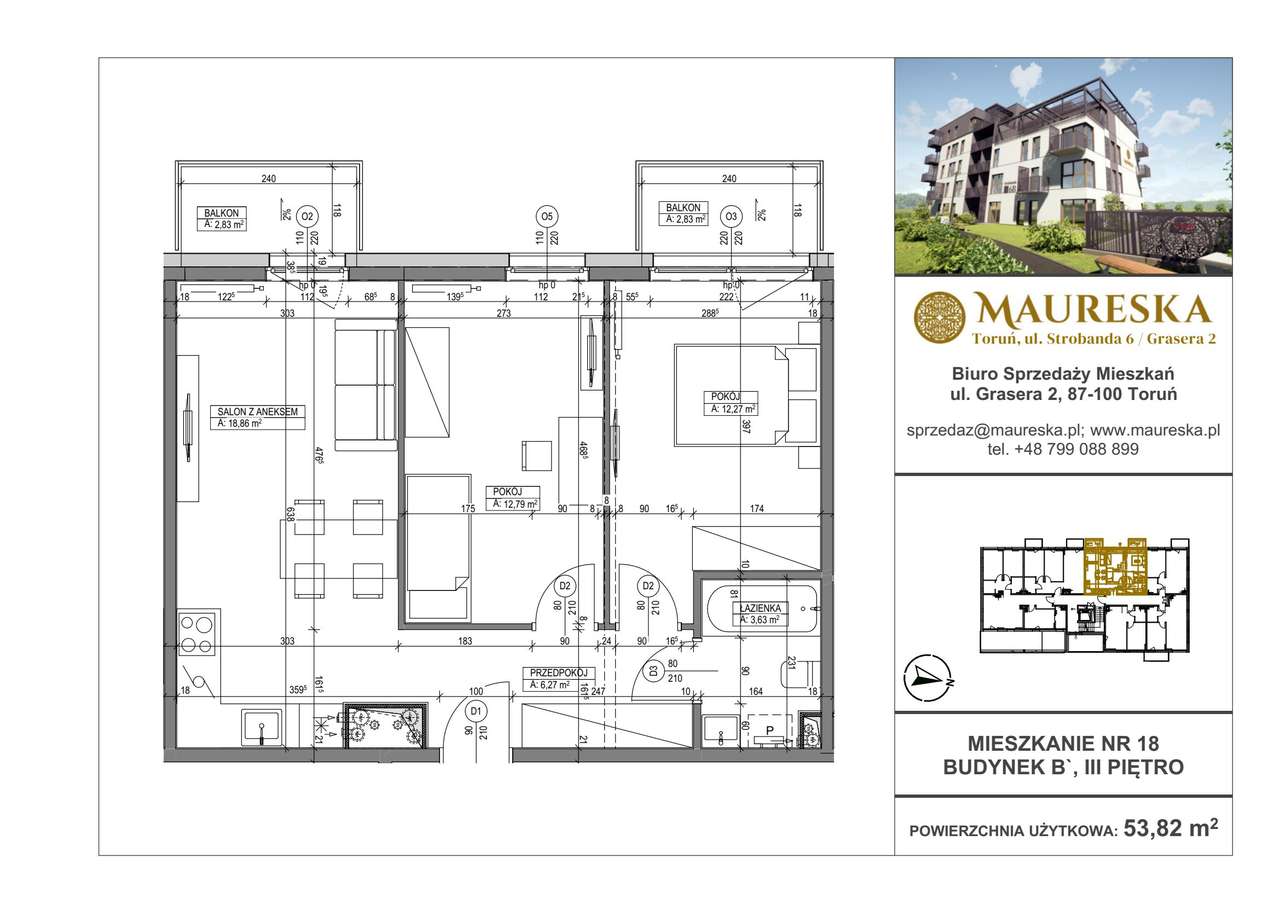 Osiedle Maureska | mieszkanie 3-pok. | B.prim.18 - Pełny obrazek: 2/7