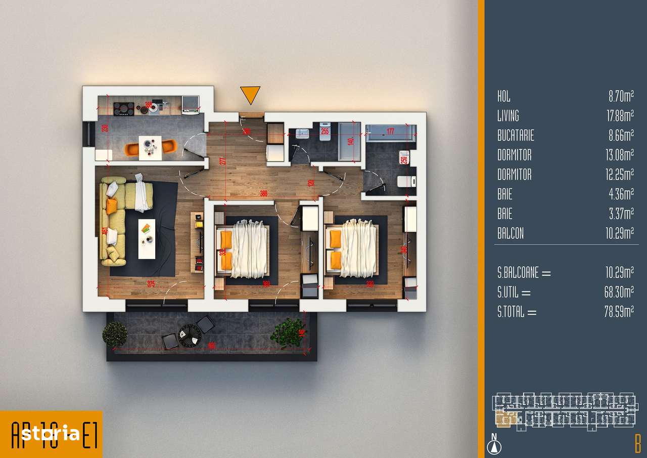 3 camere decomandat parcare bonus proiect nou Pallady - Imagine principală: 2/12