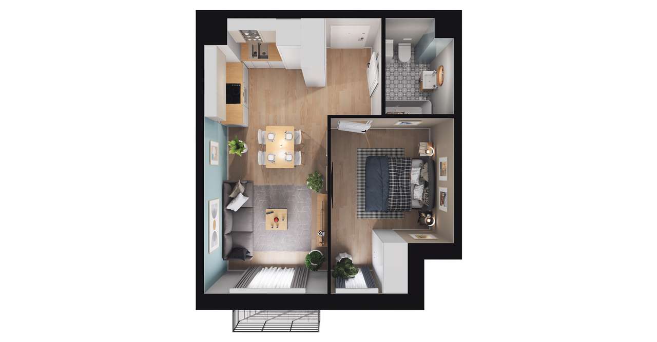 2-pokojowe mieszkanie 37m2 + balkon Bez Prowizji - Pełny obrazek: 2/6