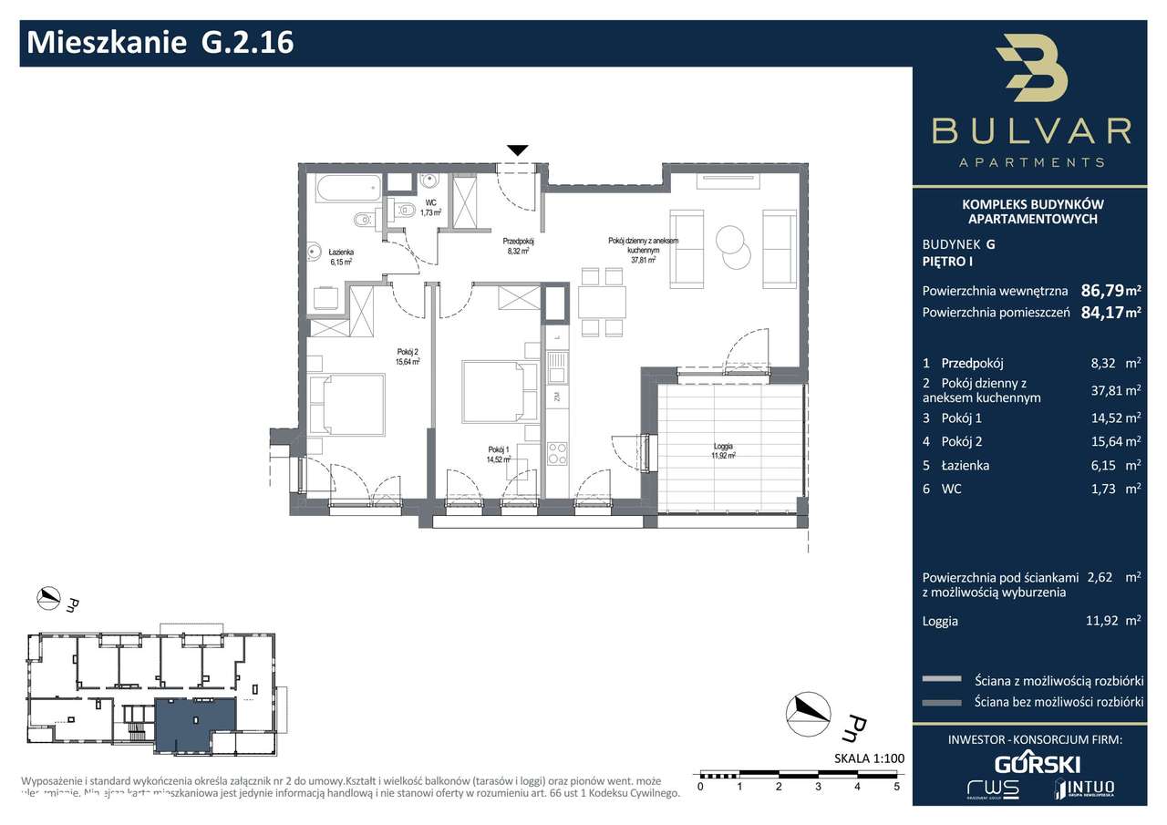 Bulvar Apartments | mieszkanie 3-pok. | G.2.16 - Pełny obrazek: 2/9
