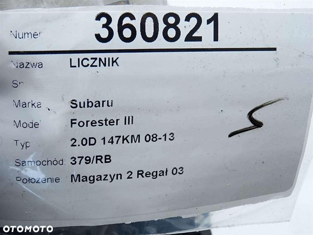 LICZNIK SUBARU FORESTER (SH_) 2007 - 2022 2.0 D AWD (SHH) 108 kW [147 KM] olej napędowy 2008 - 2013 - 6