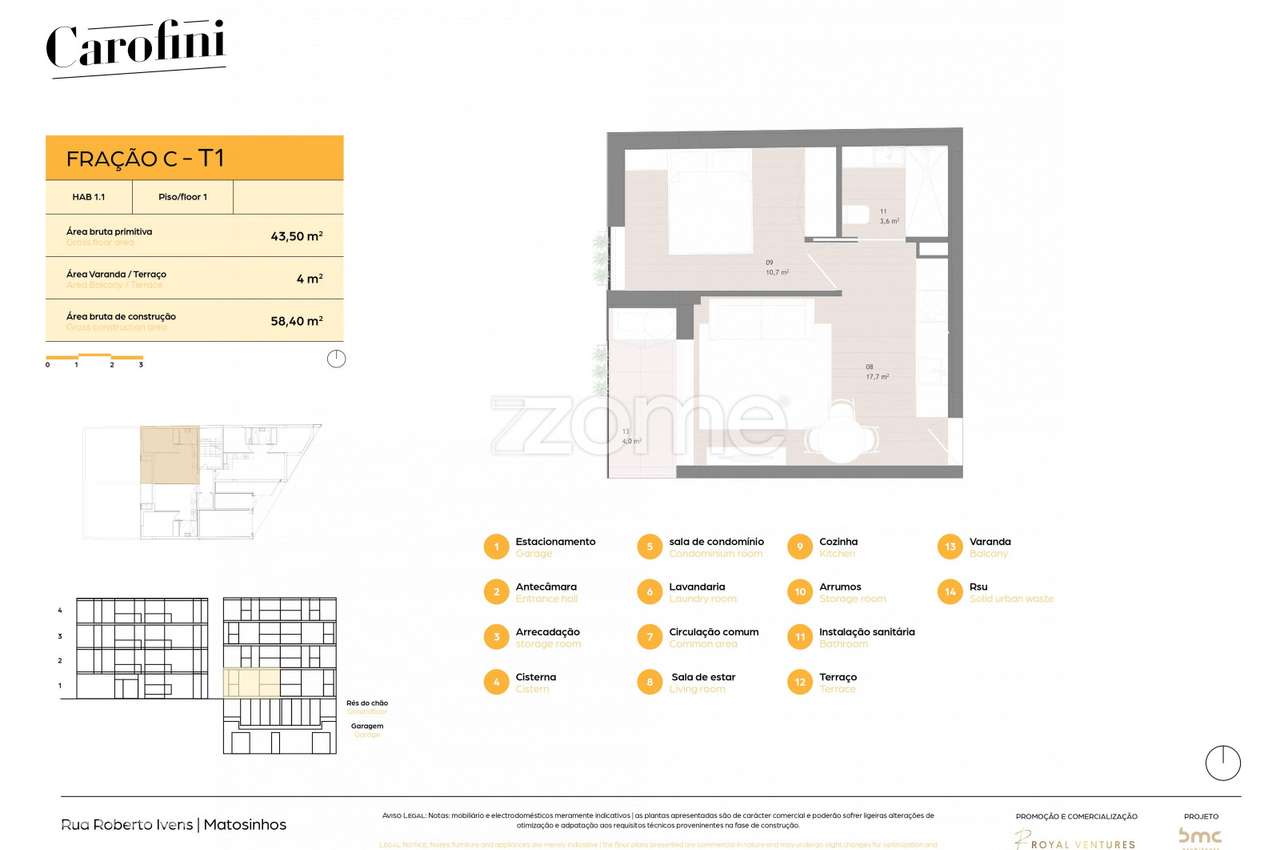 Carofini Apartamento T1+1 frente Matosinhos Sul (Fração E) - Grande imagem: 4/18