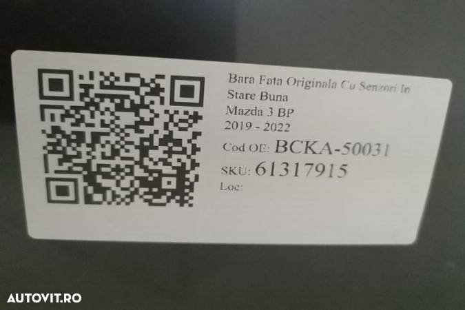 Bara Fata Originala Cu Senzori In Stare Buna Mazda 3 BP 2019 2020 2021 2022 BCKA-50031 - 8