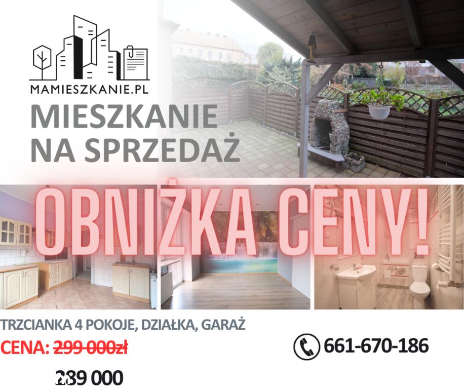 Na sprzedaż 4-pokoje, garaż, ogród, Trzcianka