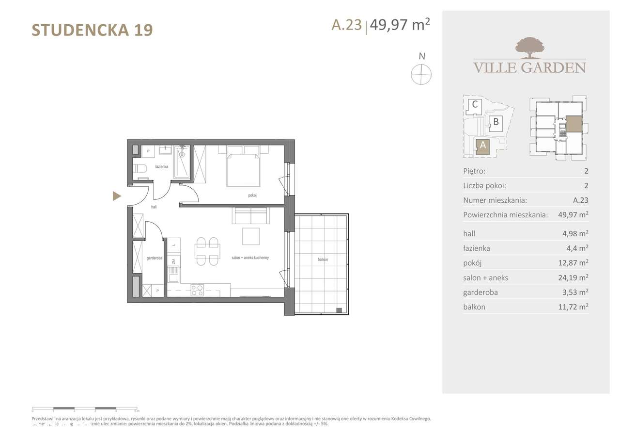 Ville Garden | mieszkanie 2-pok. | A.23 - Pełny obrazek: 3/10