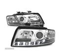 FARÓIS FRONTAIS LED LUZ DIURNA PARA AUDI A4 B6 8E 00-04 CROMADO - 1