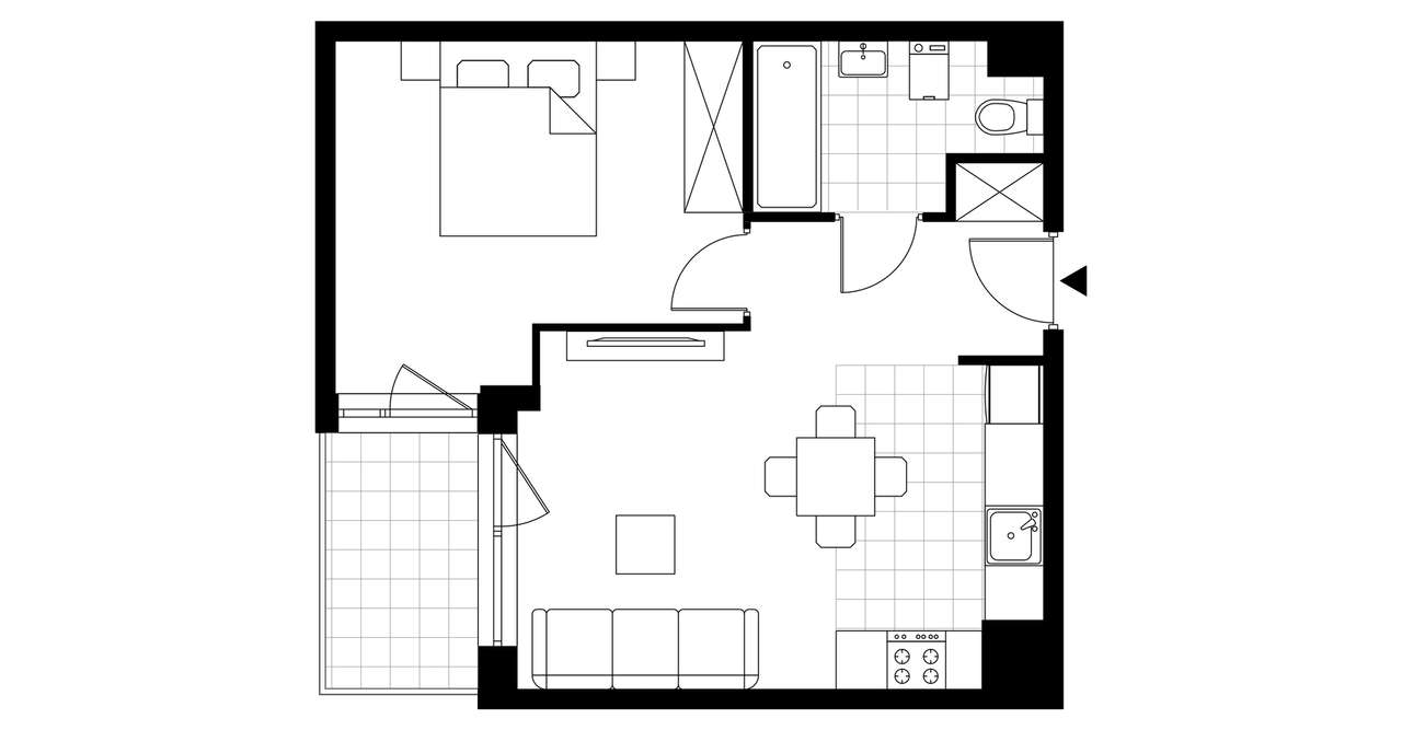 2-pokojowe mieszkanie 40m2 + balkon - Pełny obrazek: 3/8
