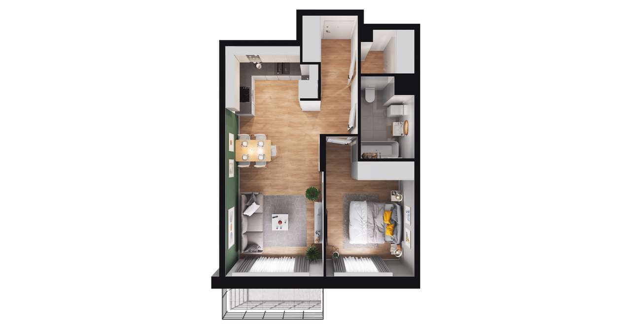 2-pokojowe mieszkanie 47m2 + balkon Bez Prowizji - Pełny obrazek: 2/8