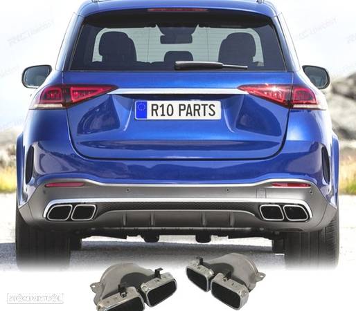 PONTEIRAS DE ESCAPE PARA MERCEDES GLE W167 19- LOOK GLE63 CROMADAS - 1