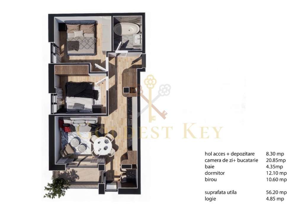 Apartament finisat cu 3 camere, balcon si parcare exterioara-1