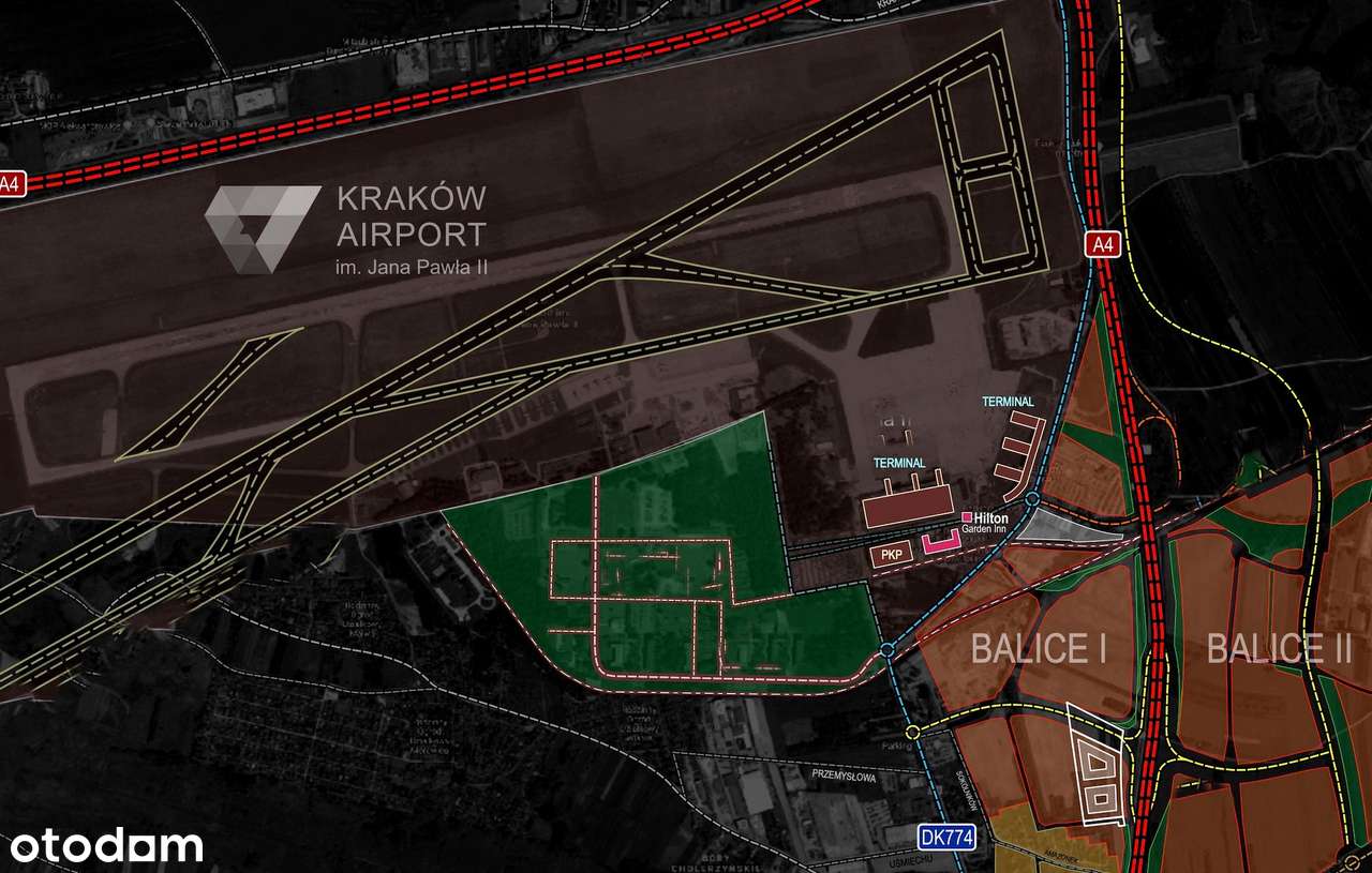 Działka inwestycyjna komercyjna obok lotniska Balice - Pełny obrazek: 5/5