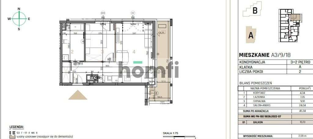 Dwupokojowe mieszkanie z balkonem 10 M - Pełny obrazek: 2/7