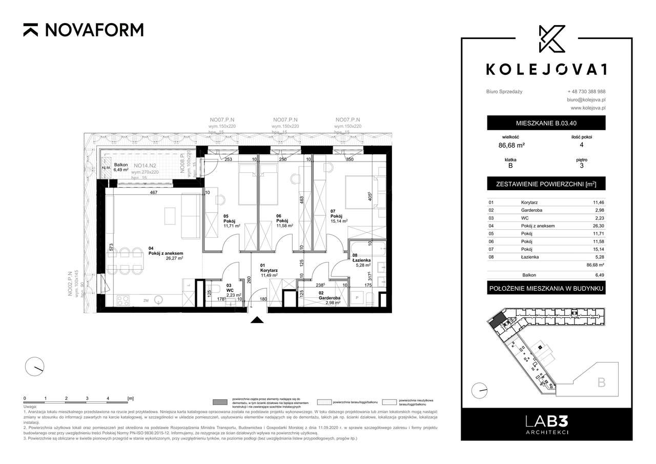 Kolejova 1 | mieszkanie 4-pok. | B.03.40 - Pełny obrazek: 2/9