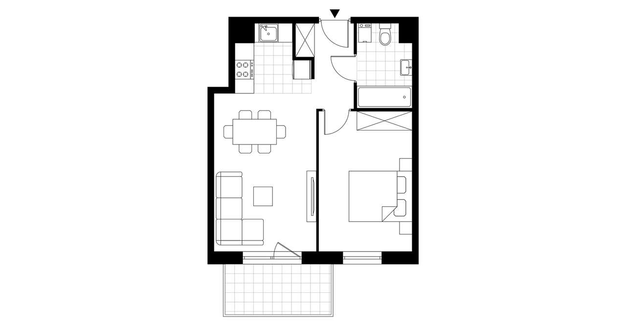 2-pokojowe mieszkanie 42m2 + balkon - Pełny obrazek: 4/8