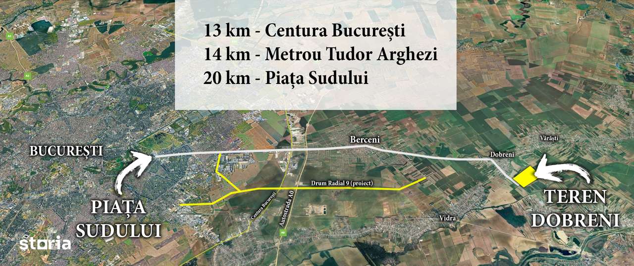 Teren intravilan 6860 mp Dobreni - Vidra - Berceni la 14 km de metrou - Imagine principală: 4/4