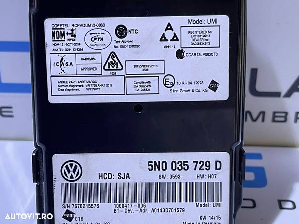 Unitate Modul Calculator Interfata Multimedia MDI Bluetooth Telefon Radio Volkswagen Sharan 2011 - 2016 Cod 5N0035729D - 2