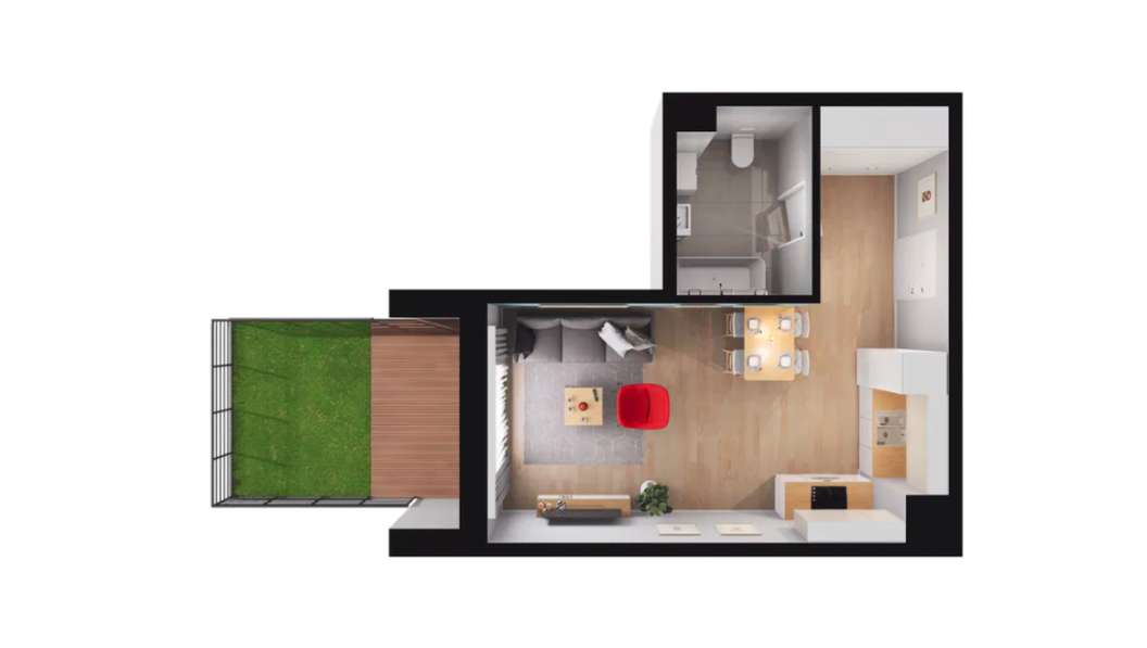 Gotowa Kawalerka 31 m2-Zakrzówek-Kapelanka-Widok na zieleń - Pełny obrazek: 3/8