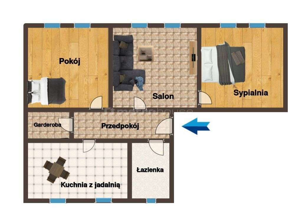 Mieszkanie 74,15 m2 /3pokoje/garderoba/parter/-18