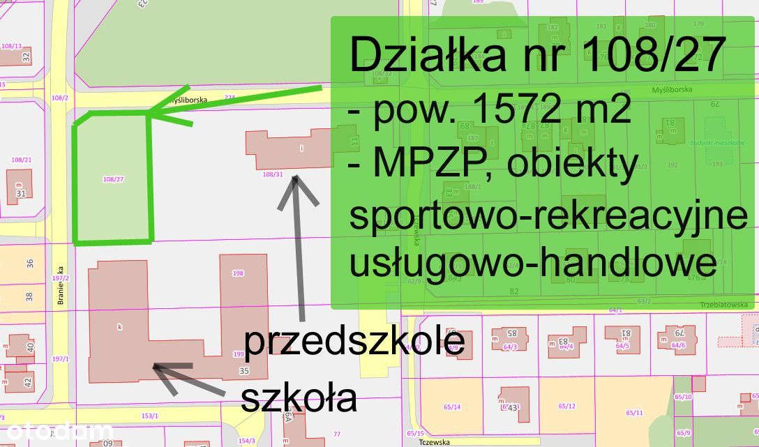 Działka usługowa koło Szkoły i Przedszkola