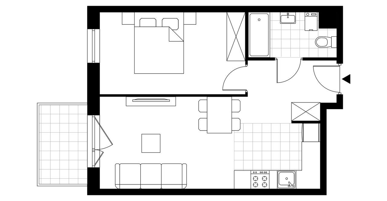2-pokojowe mieszkanie 41m2 + balkon - Pełny obrazek: 3/8