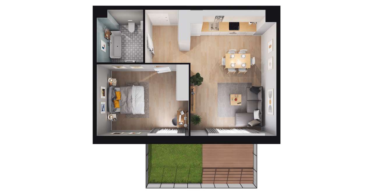 2-pokojowe mieszkanie 51 m² + ogródek Bezpośrednio - Ansicht 3