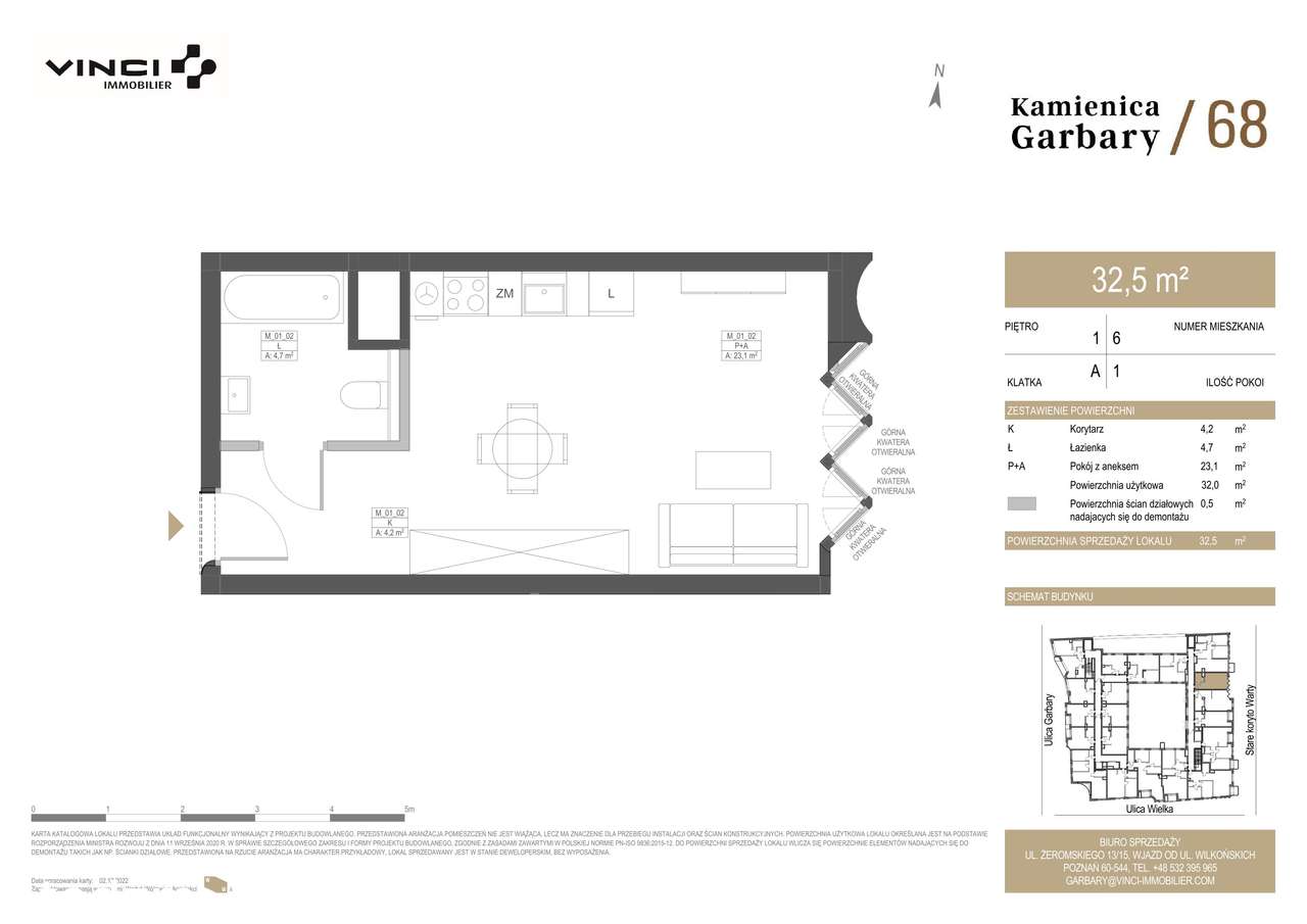 Garbary 68 | mieszkanie 1-pok. | M6 - Pełny obrazek: 2/7