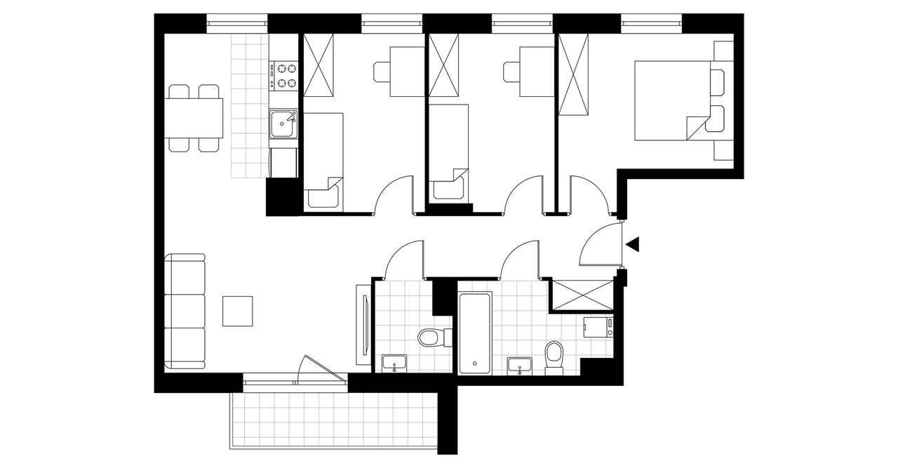 4-pokojowe mieszkanie 64 m² + loggia Bez Prowizji - Widok 4