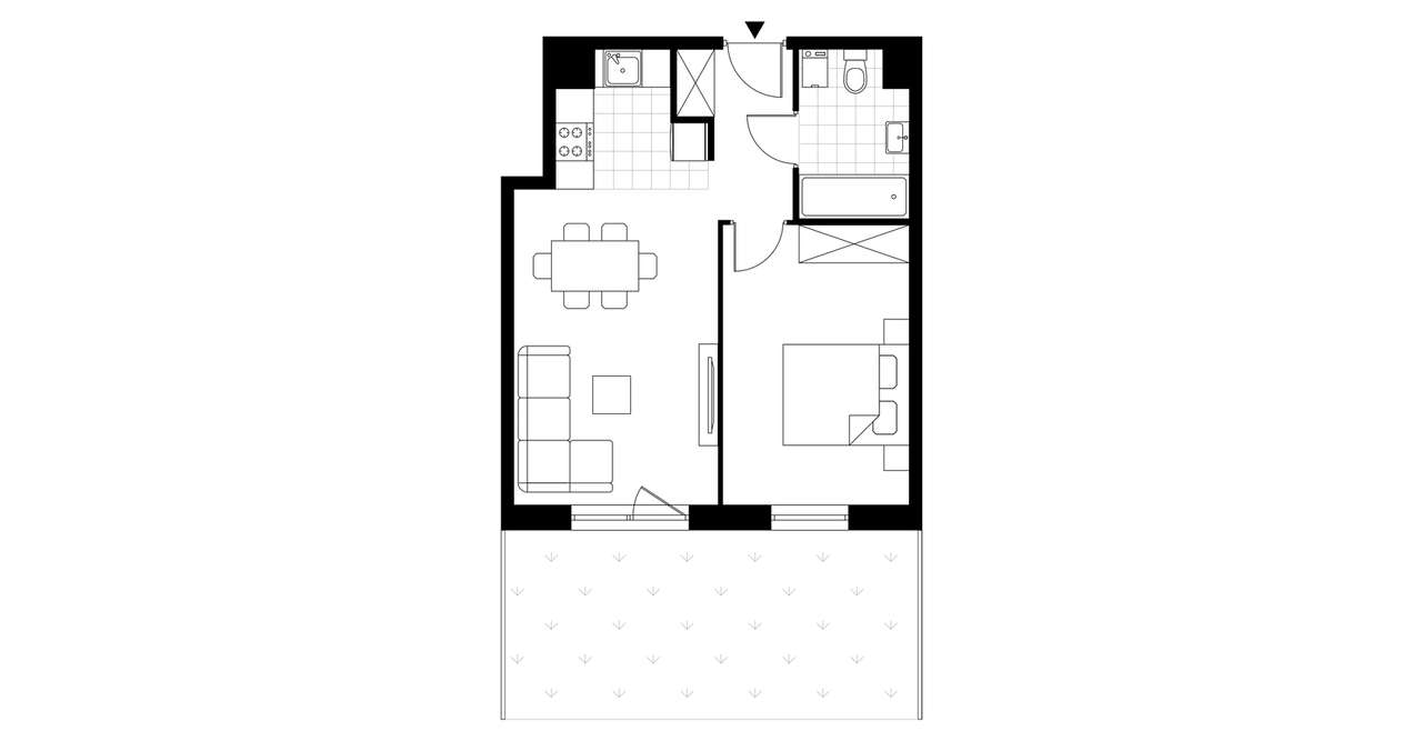 2-pokojowe mieszkanie 42m2 + ogródek Bezpośrednio - Pełny obrazek: 4/8