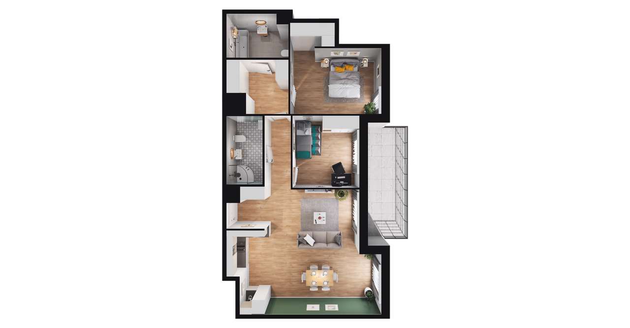 3-pokojowe mieszkanie 82m2 + balkon Bezpośrednio - Pełny obrazek: 2/8