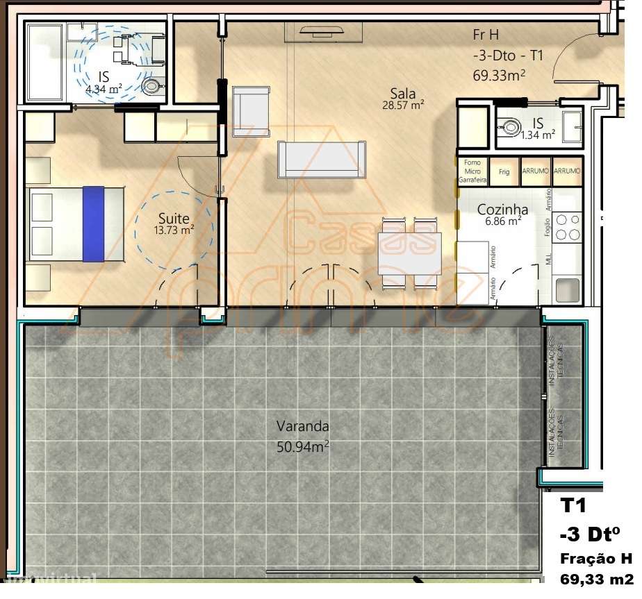 Apartamento T1 - São Martinho do Bispo - Coimbra/Venda - Grande imagem: 5/6