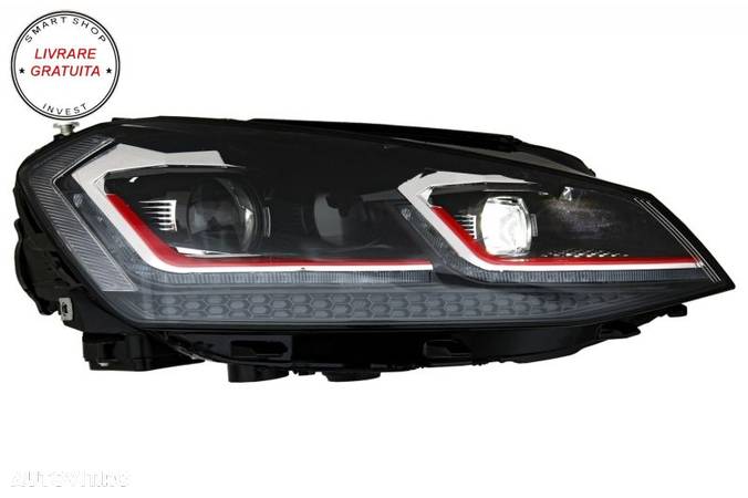 RHD Faruri LED cu Grila VW Golf 7 VII (2013-2017) R Design Rosu- livrare gratuita - 13