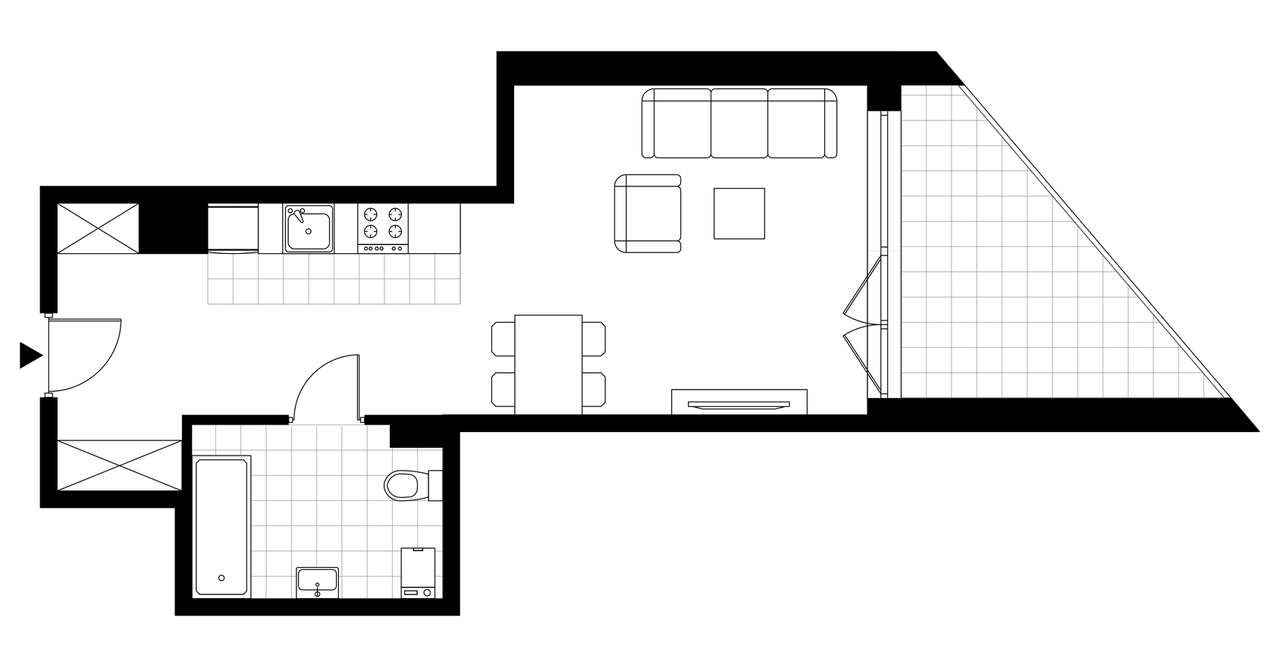 1-pokojowe mieszkanie 36m2 + loggia - Pełny obrazek: 3/8