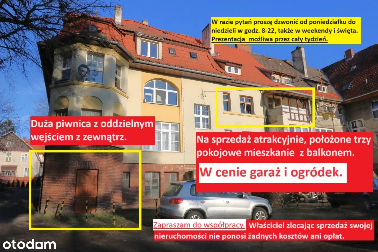 Mieszkanie + GARAŻ /OGRÓDEK/PIWNICA z wejściem.